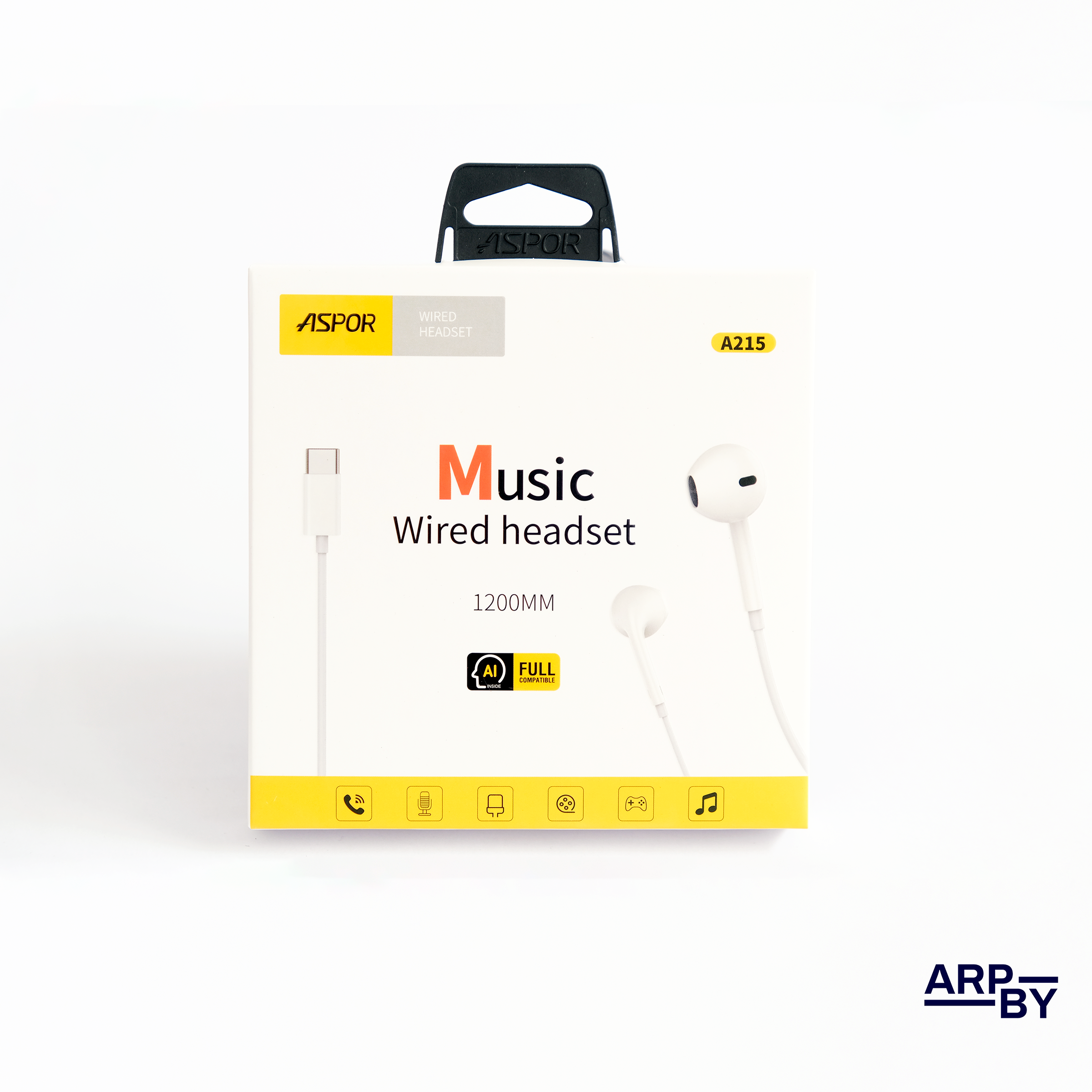 Auricular A215 c/fio USB-C Branco Auricular A215 c/fio USB-C Branco